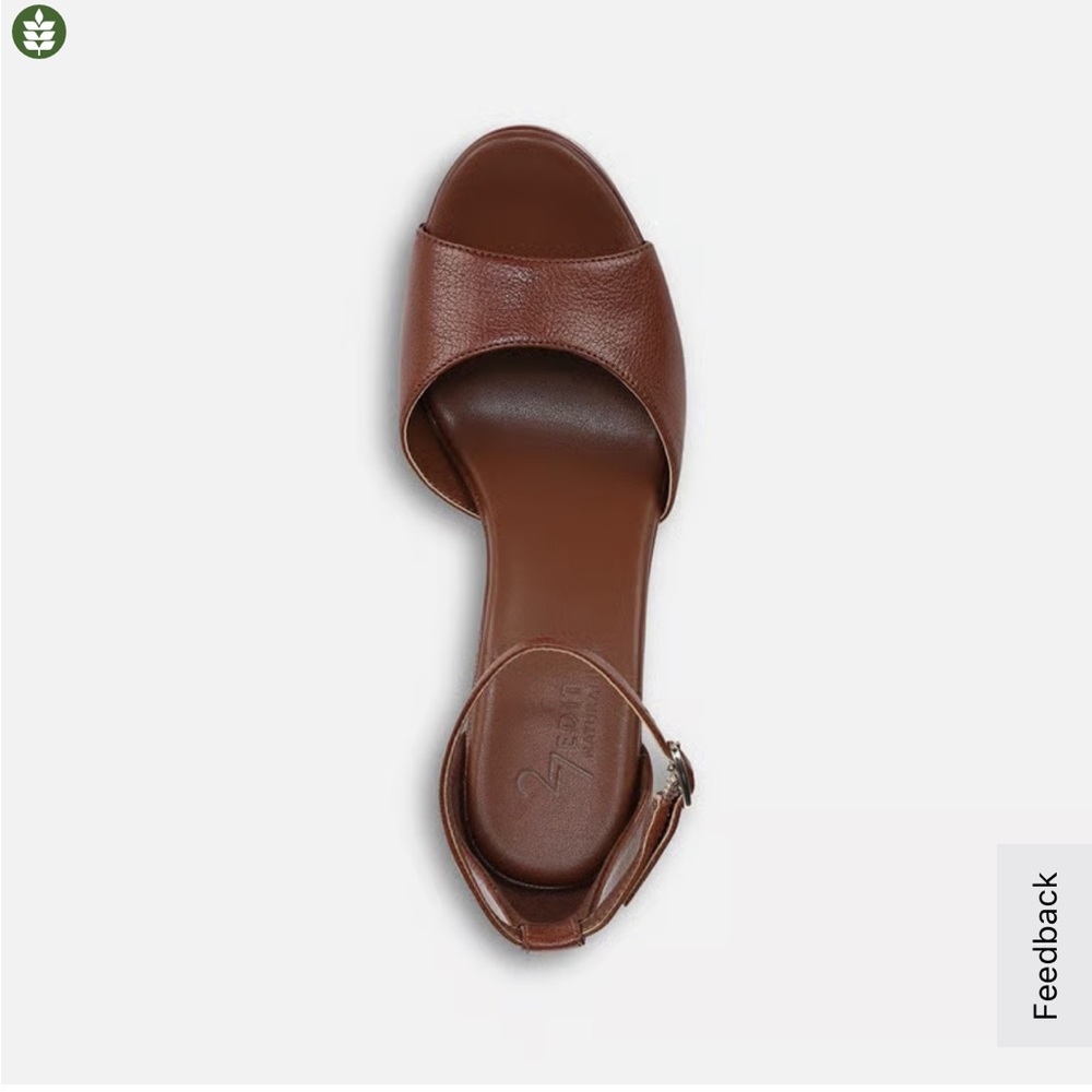 27 EDIT Naturalizer Brown Leather Platform Ankle-Strap Heels - Picture 3 of 5